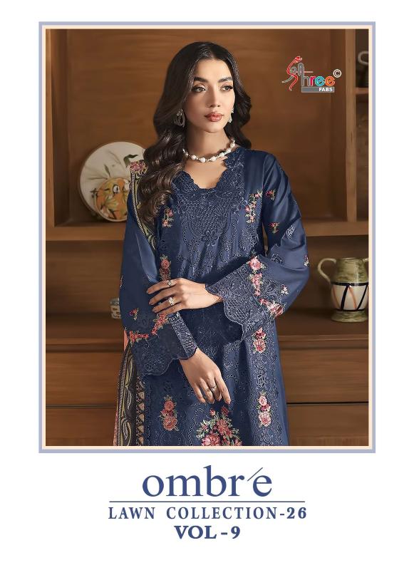 Shree fab ombre lawn collection vol-9 wholesalers of designer salwar suits in surat - wholesale export